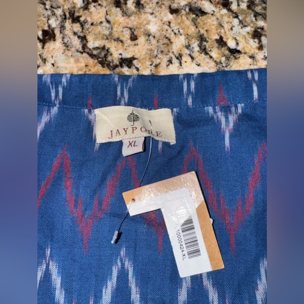 Jaypore NWOT indigo blue cinch neck cotton A line dress XL India - Picture 10 of 12